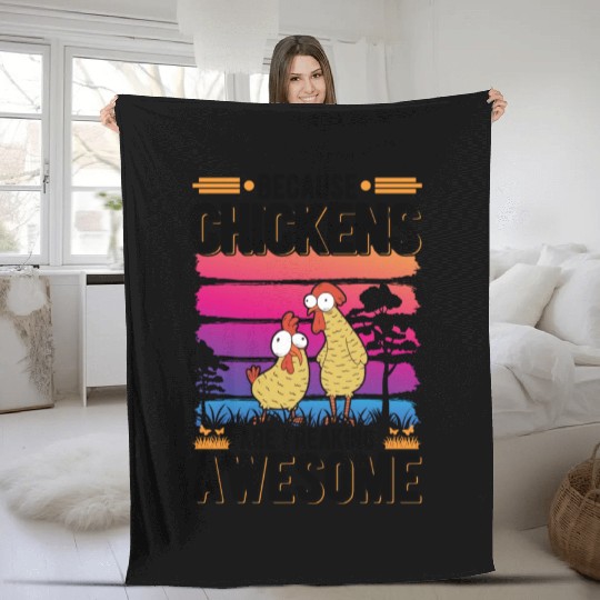 Chickens Farmer Chicken Coop Fleece Blankets