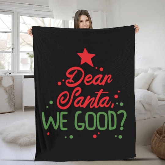 Dear Santa Christmas Holiday Typography Fleece Blankets