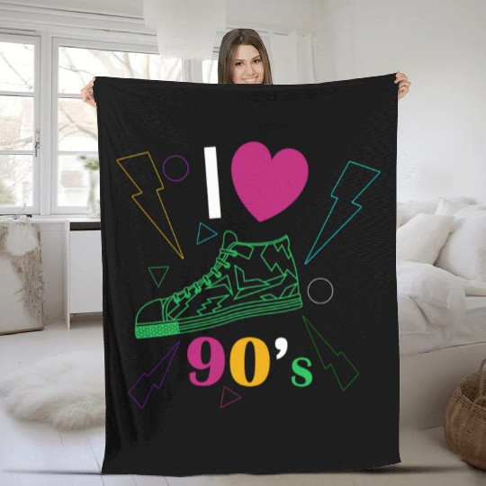 1990's 90s I Heart Nineties I Love the 90's Old Fleece Blankets