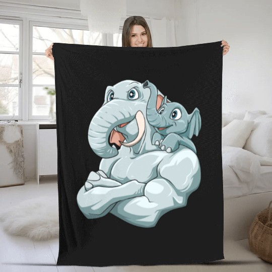 Strong Elephant with Elephant Kid for a Elephant Fleece Blankets