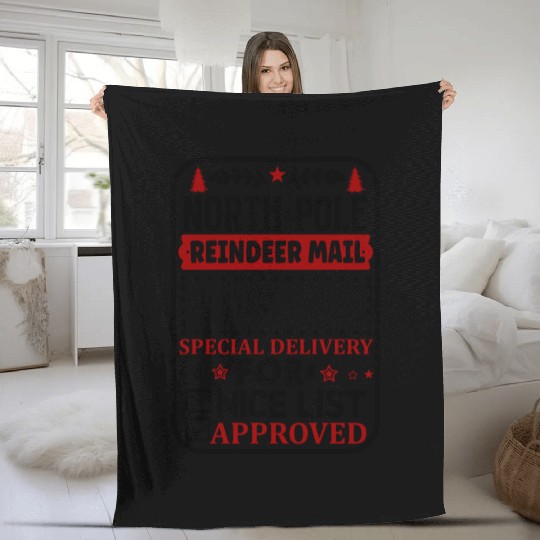 North Pole Reindeer Mail Fleece Blankets