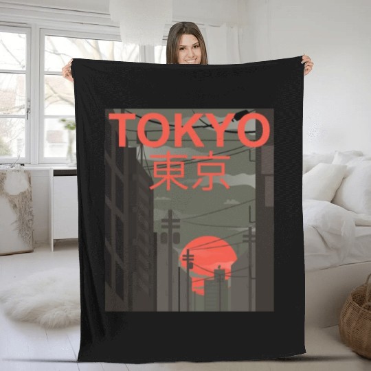 Tokyo Downtown 東京都 Japan City Japanese Sunset Sunr Fleece Blankets