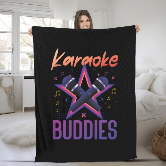 Karaoke Singer Friends Besties 80s Fleece Blankets