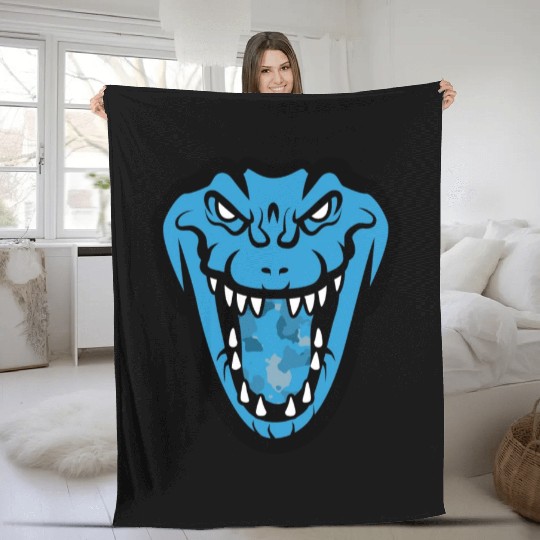 Dragon Face Military Blue Fleece Blankets