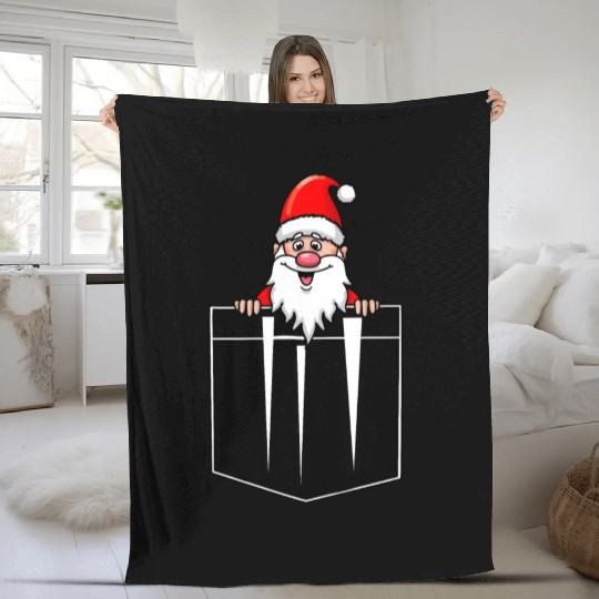 Santa Claus in breast pocket Fleece Blankets