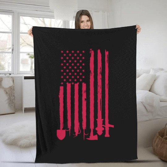 Firefighter American Flag Fleece Blankets