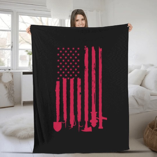 Firefighter American Flag Fleece Blankets