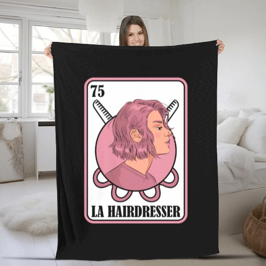 Hairdresser Hairstylist Card Fleece Blankets