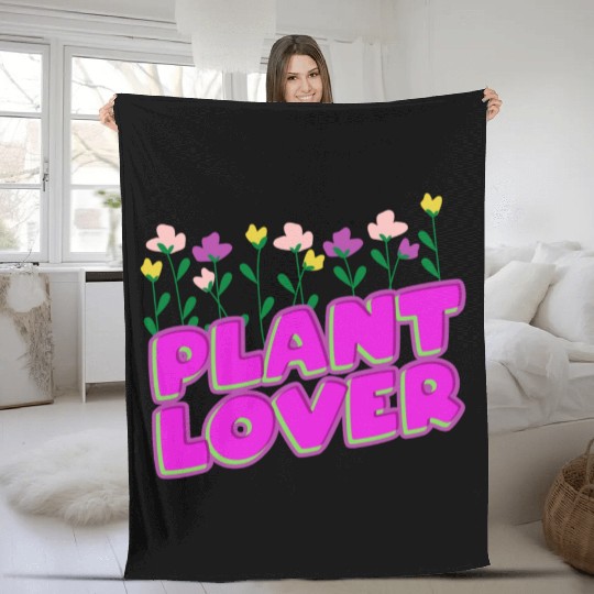 Nature Plant Lover Purple with Flower Garden Fleece Blankets