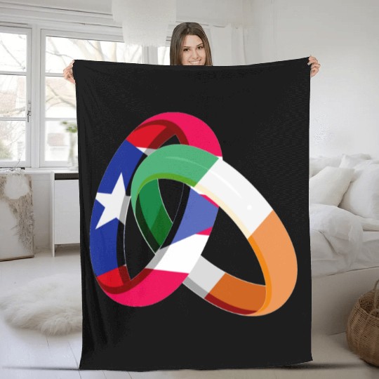 Puerto Rico Flag Ireland Ring Marriage Wedding Fleece Blankets
