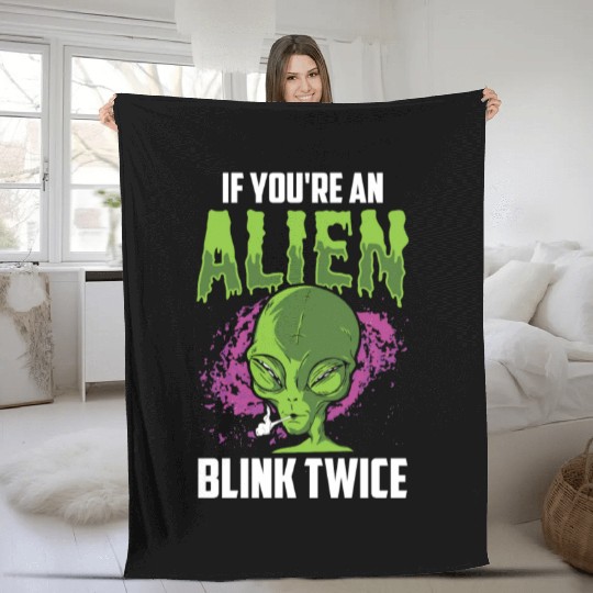 If You're An Alien Blink Twice Space Astronaut Fleece Blankets