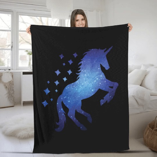 Cosmic Unicorn Outer Space Unicorn Galaxy Fleece Blankets