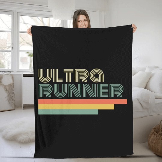Ultra Runner Vintage Retro Marathon Trail Running Fleece Blankets