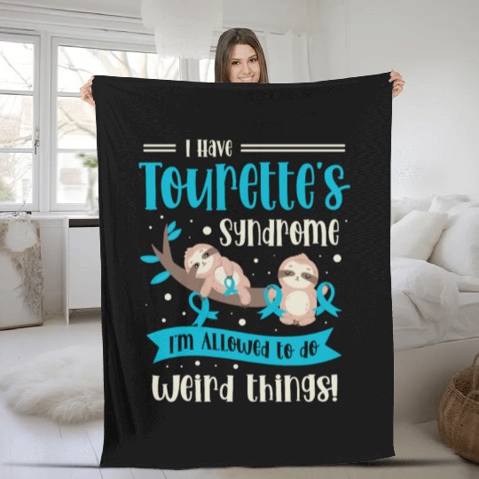 I Have Tourette's Syndrome Teal Ribbon Disability Fleece Blankets