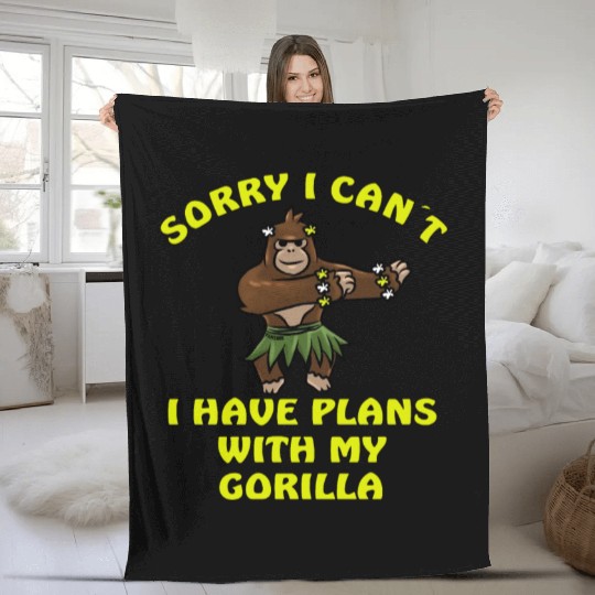 Sorry I Can't Gorilla Monkey Jungle Fleece Blankets