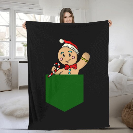Christmas gingerbread man in breast pocket gift Fleece Blankets