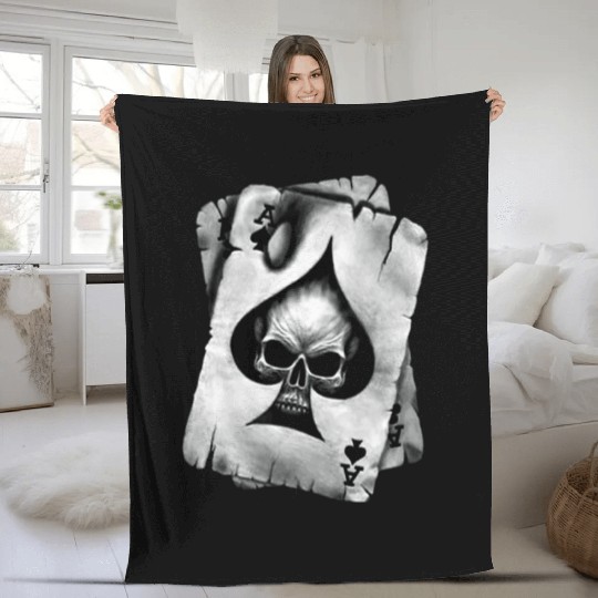 Ace of Skulls Death Cards Vietnam Fleece Blankets