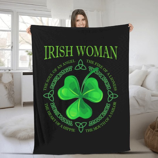 Womens Irish Woman Angel The Souls Of An Angel Fleece Blankets