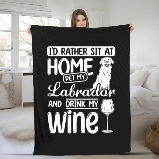 Wine and Labrador Fleece Blankets