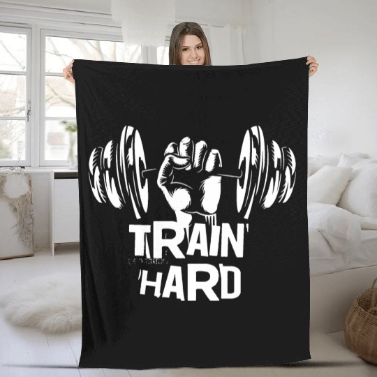 Train hard, gym motivated and excited Fleece Blankets