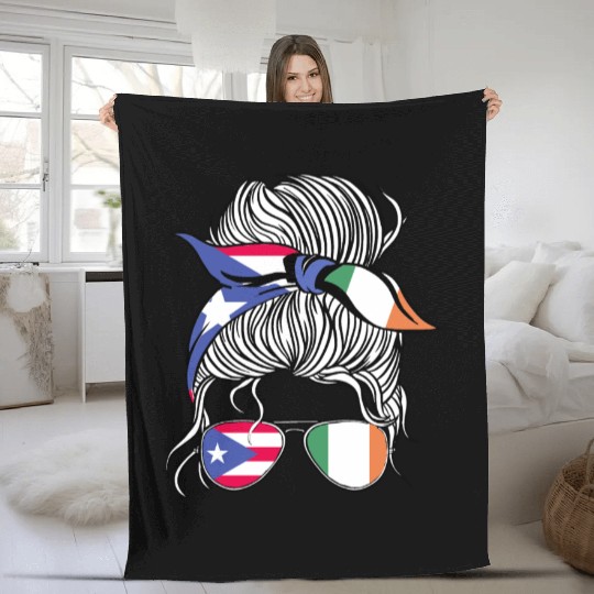 Puerto Rico Flag Ireland Grown Women Girl Country Fleece Blankets