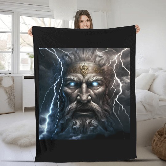 Portrait of Zeus Fleece Blankets