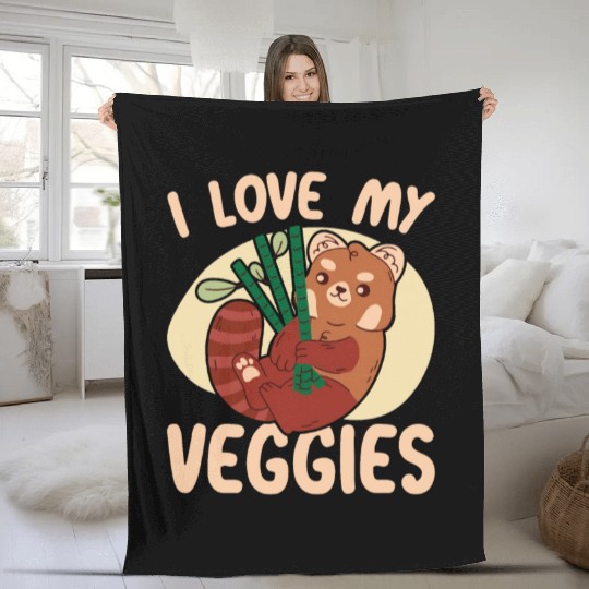 I Love My Veggies Red Panda Bear Whisperer Animal Fleece Blankets