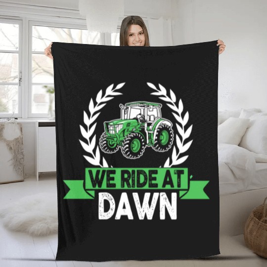 We Ride At Dawn Dad Lawn Mower Make Laugh Day Yard Fleece Blankets
