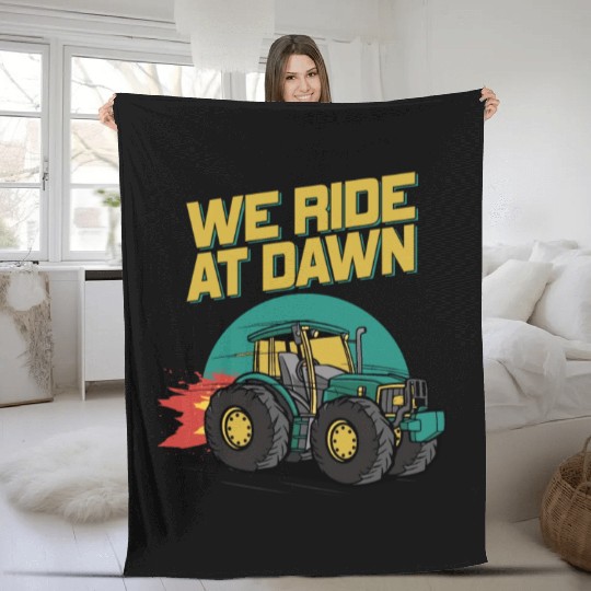 We Ride At Dawn Dad Lawn Mower Make Laugh Day Yard Fleece Blankets