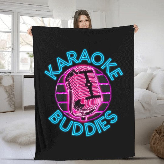 Karaoke Singer Friends Besties 80s Fleece Blankets