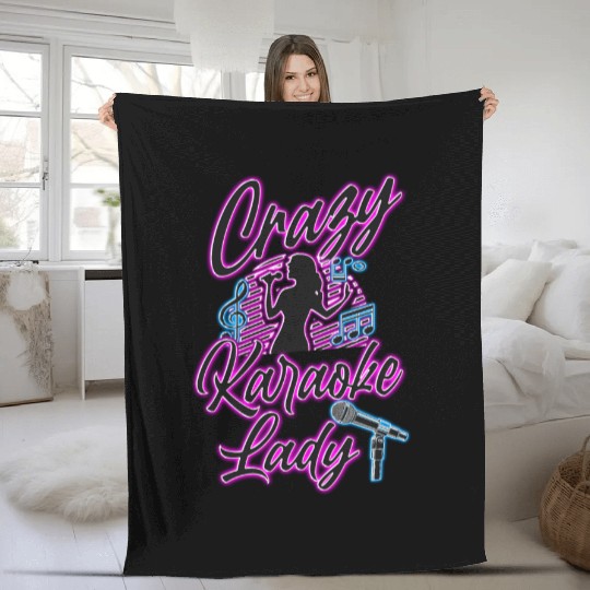 Karaoke Singer 80s Retro Crazy Fleece Blankets
