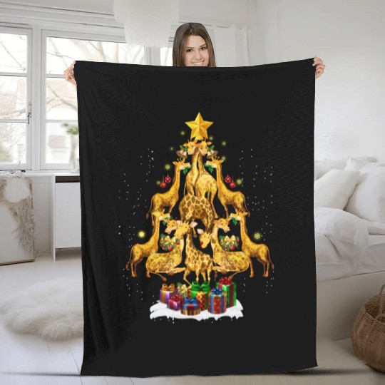 Giraffe Ornament Decoration Christmas Tree Xmas Fleece Blankets
