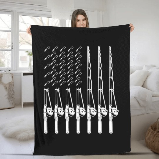 Hobfishing Pole American Pride Us Flag Fleece Blankets