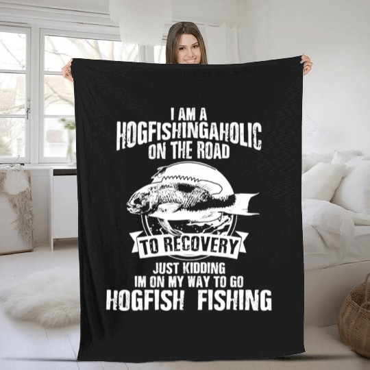 Hog Fish Merch Funny Great Fishermen Fleece Blankets