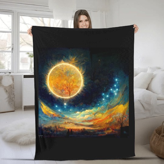 Full moon and Sun Fleece Blankets