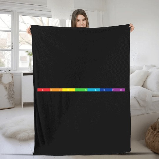 Pride Rainbow Flag Love is Love Fleece Blankets