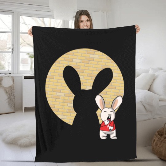 Rock Sign Kawaii Bunny Metal Music Heavy Rock Fleece Blankets