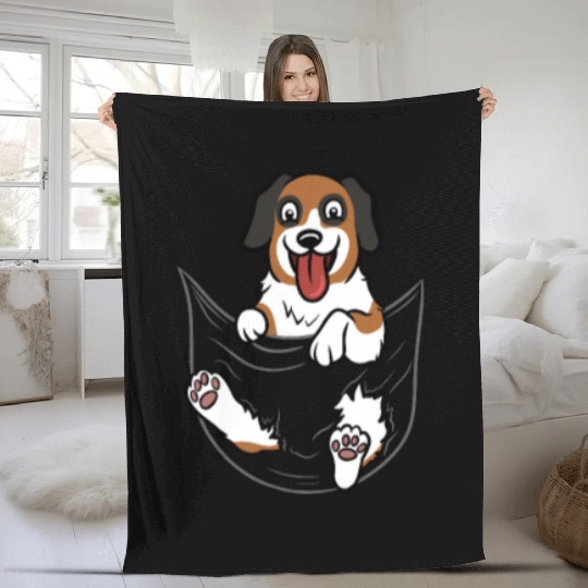 Saint Bernard Pocket Graphic Fleece Blankets