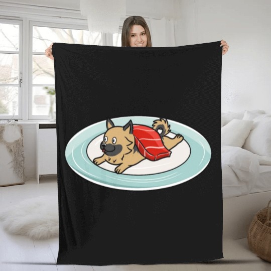 German Shepherd Nigiri Sushi Fleece Blankets