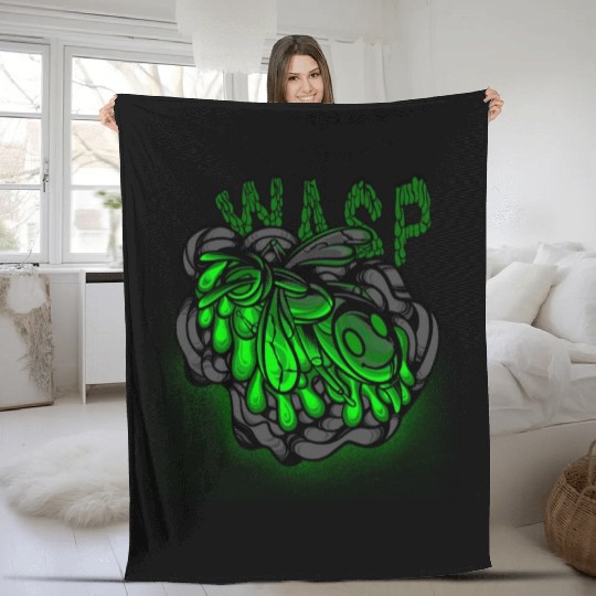Iron Toxic Neon Wasp Design Fleece Blankets