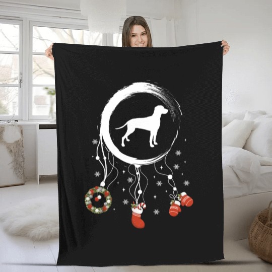 dog dreamcatcher Christmas Weimaraner Fleece Blankets