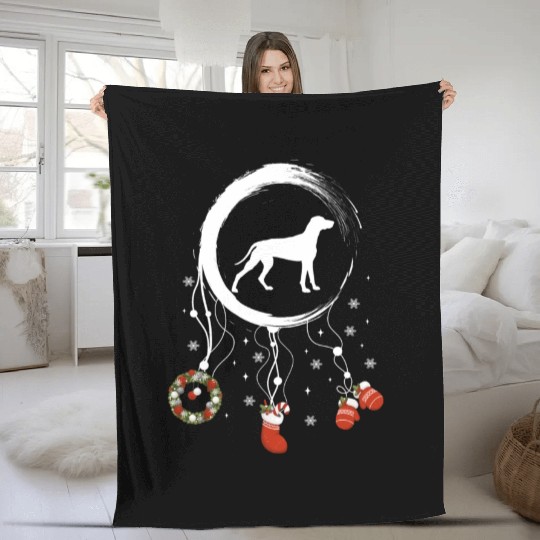 dog dreamcatcher Christmas Weimaraner Fleece Blankets