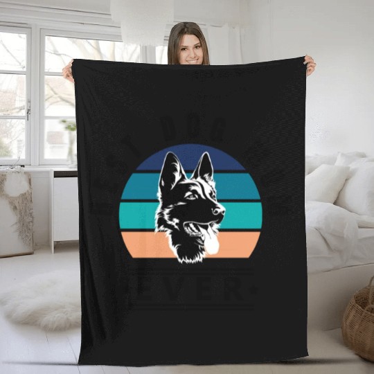 Best dog mom ever retro vintage sunset Fleece Blankets