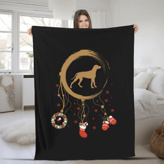 dog dreamcatcher Christmas Weimaraner Fleece Blankets