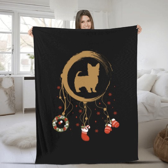 dog dreamcatcher Christmas Yorkshire Terrier Fleece Blankets