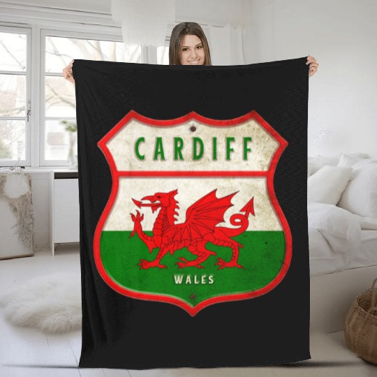 Cardiff Wales coat of arms flag design Fleece Blankets