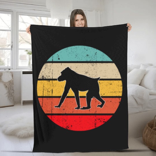 monkey retro Fleece Blankets