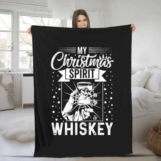 My Christmas Spirit is Whiskey Fleece Blankets