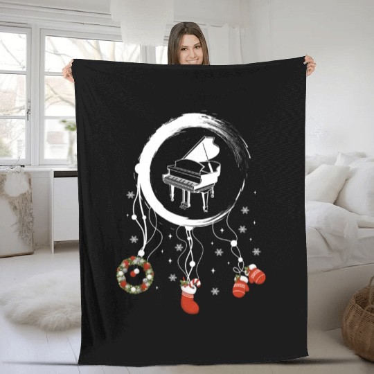 musical instrument dreamcatcher Christmas Piano Fleece Blankets