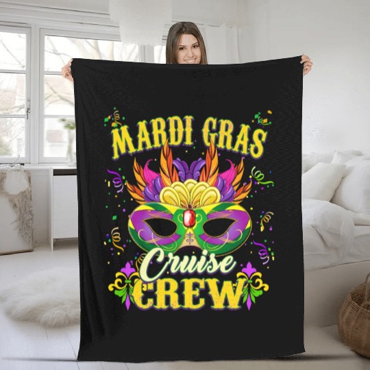 Cool Mardi Gras Cruise Crew Fleece Blankets